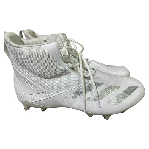 adidas Men's Adizero Chaos Mid Lineman Football Cleats Shoes White/Silver #ID9104- Size Mens 16