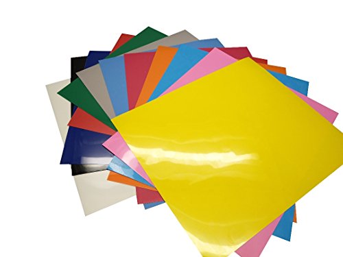 Heat Transfer Vinyl Bundle 12 x 10 inch | 12 Pack of Assorted Color DIY T-Shirt Vinyl Sheets | Premium Thin & Durable Easy to Weed Iron On HTV Vinyl for Silhouette Cameo, Cricut, or Heat Press Machine