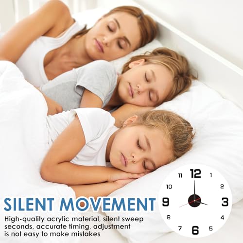 40cm Reloj de Pared 3D DIY con Números Adhesivos, Reloj de Pared Moderno con Movimiento Silencioso, Ideal para Decoración en Sala de Estar, Dormitorio, Cocina, Oficina, Fácil Instalación, Negro - imagen 6