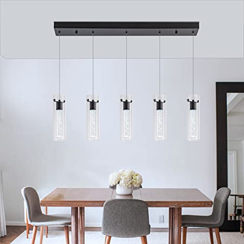 Image of Black 5-Light Pendant Lights for Kitchen Island