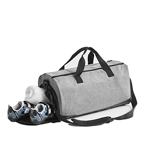 DAVID.ANN Travel Duffel Bag, Large Weekender Bag With Shoes Compartment Packable Duffle Bag For Men Women (Grey)