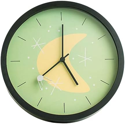 Geekify Sputnik Silent Retro Wall Clock, Non Ticking Mid Century Wall Clock, Vintage Outer Space Decor, Battery Powered - 10 Inch