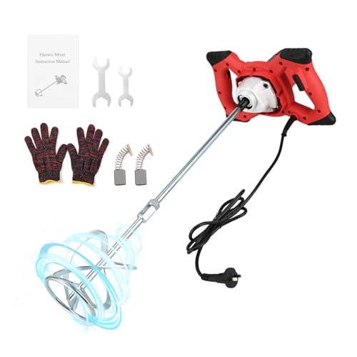 Cement Mixer 2300W, Handheld Electric Concrete Mixer with 6 Adjustable Speed, 110V Portable Mud Mixer Paint Mixer for Motar Grout Plaster Thinset Fodder Stirring Tool