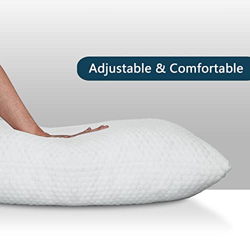 Aizee Shredded Memory Foam Pillow-Adjustable Loft For Sleeping Or Hug, Washable Cover From Bamboo Derived Rayon, Queen Size #TOP5