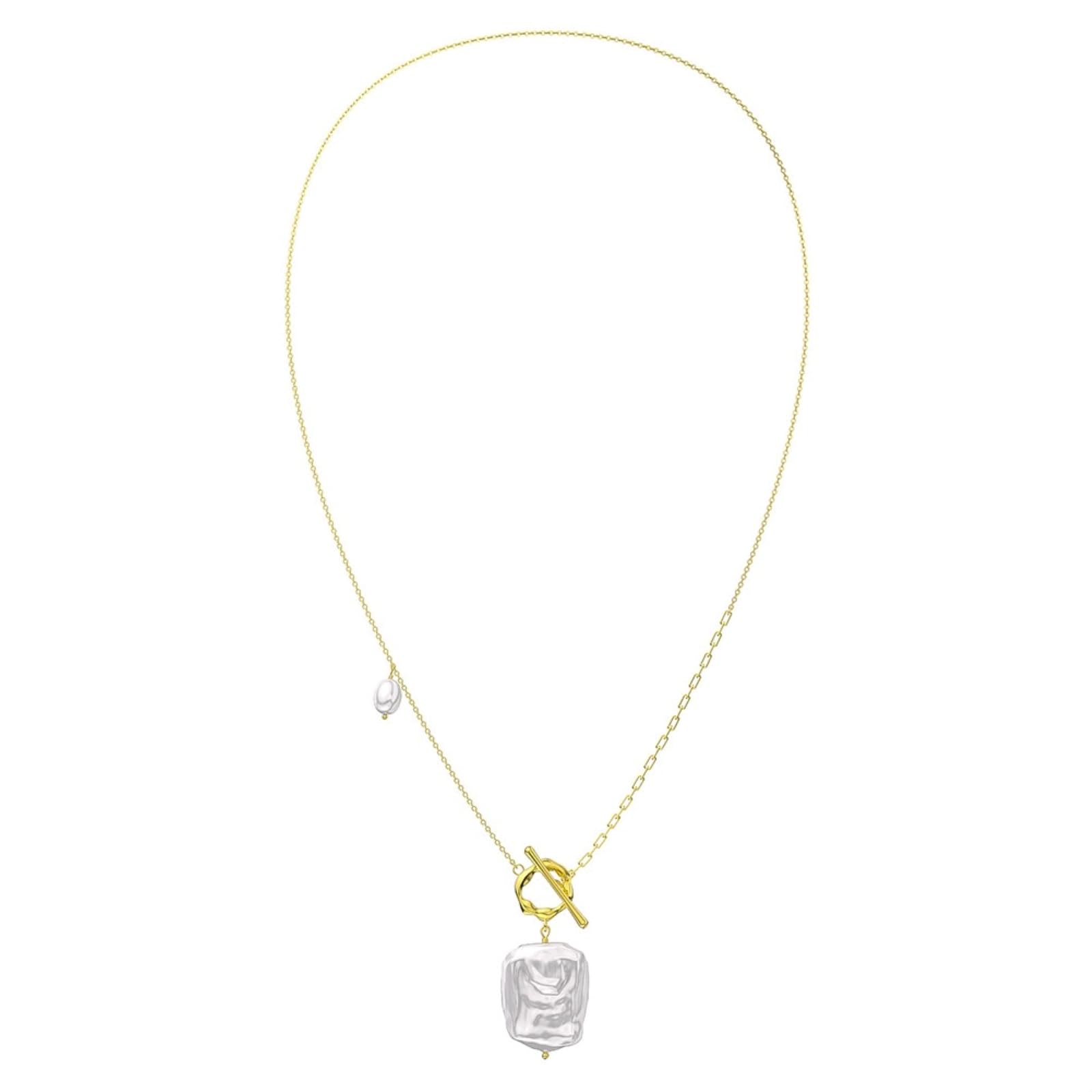 Collana STILE OT da Donna con Perle Coltivate Barocche d'Acqua Dolce, Collana Clavicola in Argento Sterling 925 Placcato in Oro 14k