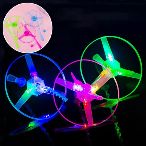 Piucrty Mitgebsel Kindergeburtstag Gastgeschenke Leuchtspielzeug Kinder Propeller 12 Stück Give Aways 5-10 Jahre Leuchtendes Fliegendes Spielzeug Mitbringsel Geburtstag Party Beschäftigung Geschenke