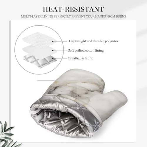 Gants de cuisine en silicone résistant à la chaleur style marbre