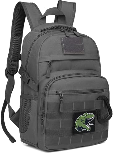 BlesMaller Molle - Mini zaino tattico da trekking, 20 l, borsa per la scuola, per ciclismo, escursioni, escursioni, arrampicata, ciclismo, scuola, scuola, università, borsa sportiva, grigio.