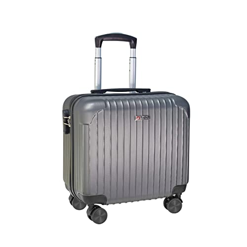 Swiss Military Grey Textured Hard-Sided Overnighter Trolley Suitcases (HTL101)