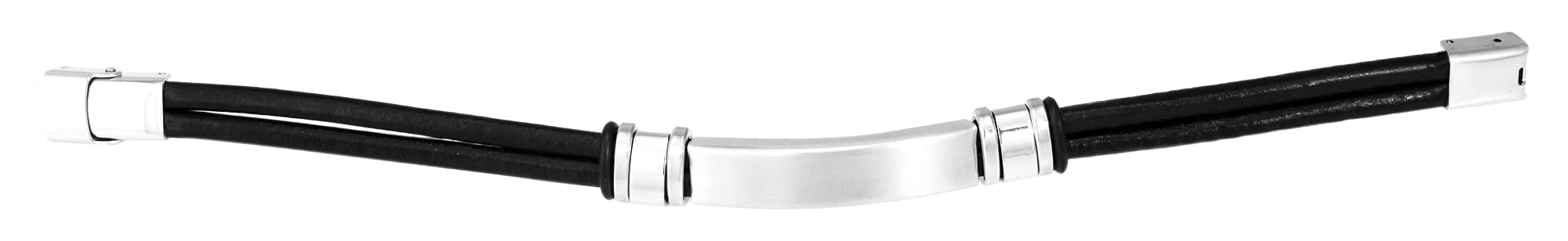Personalisiertes Armband mit Gravur für Männer und Frauen Edelstahl Leder schwarz Länge 21 cm | Personalisierte Armbänder mit Namen Herren Damen