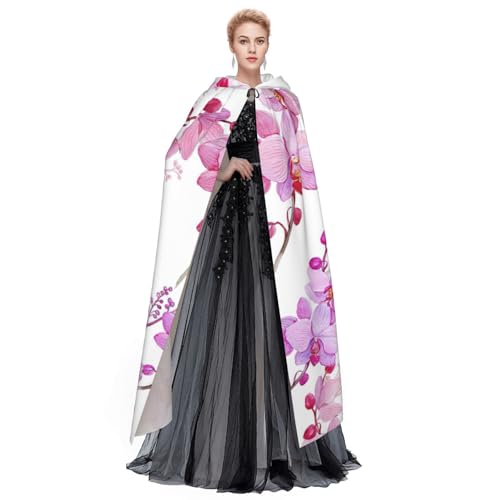 Cape à capuche imprimé fleurs roses et papillon pour déguisement d'Halloween