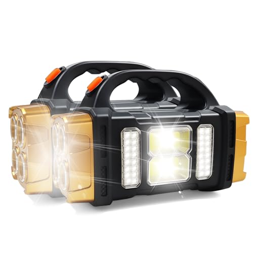 Lampe de poche solaire dorée pack de 2 avec recharge USB pour camping