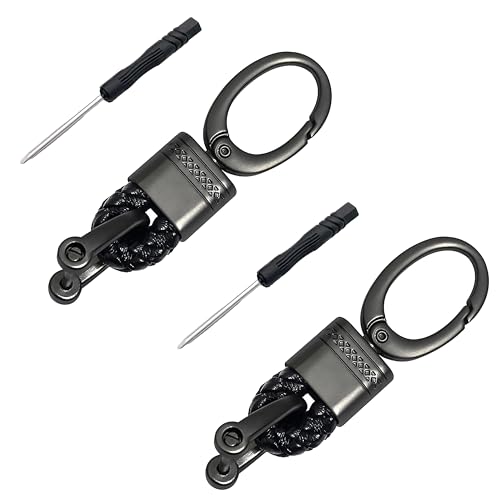 Kraptick Keychain – Unisex Stainless Steel Key Holder for Bike, Car, Scooter & Home Compact Durable Rust-Resistant Keyring for Travel, Office & Daily Use (Black Small Rope Design) (Pack of 2)