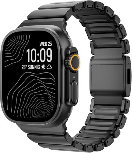 Image of Morofy Titanium Silicone Dual-Layer Link Bands Compatible with Apple Watch Band Ultra 3 /2 /1 49mm 46mm 45mm 44mm Men Women Magnetic Clasp Metal Strap for iwatch Series 11 10 9 8 7 6 5 4 SE (Black|Black)