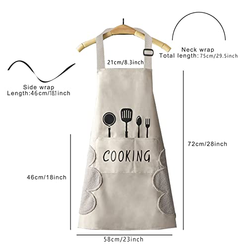 Hxycnna [2+3 Pack] Kitchen Cooking Aprons, Aprons With Pockets, Aprons For Women, Mens Waterproof Aprons, Adjustable Aprons, Kitchen Apron With Hand Wipe(White/Black) #TOP6
