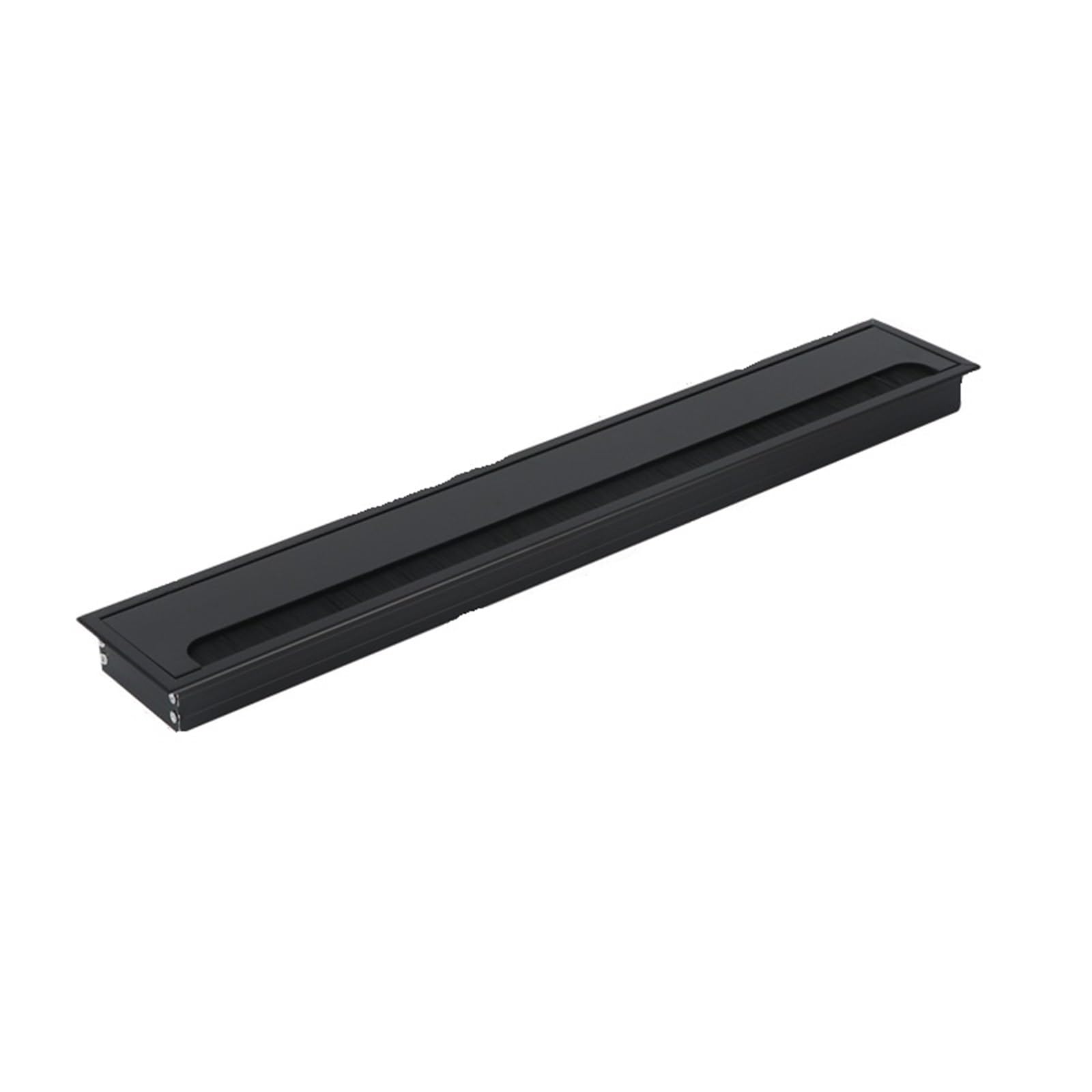 Ghhzml Black 80X500mm Cable Hole Cover 1Pcs Desk Cable Hole Cover Black Aluminum Alloy Box With Bristle Brush Computer Desktop Rectangular(Black 80X500mm)