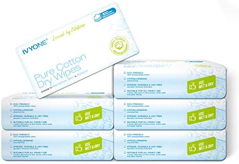 IVYONE Toallitas secas de algodón puro, 600 toallitas biodegradab...