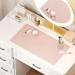 Biqissi Makeup Mat for Vanity, Dual-Sided Waterproof Oilproof Protector, No Slip, Pink 23.6x11.8in