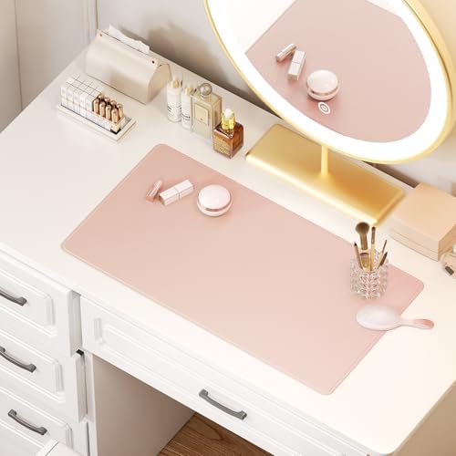 Biqissi Tapis de maquillage pour coiffeuse, double face, imperméable, résistant à l'huile, antidérapant, rose, 60 x 30 cm