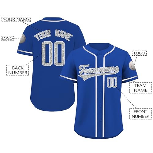 Bling Glitter Custom Baseball Jersey for Men Stitched Customize Personalized Softball Shirts Name Team Number Sport Uniform miniatura 4