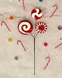 Perfect Valentine Eye-Candy - 12" Peppermint Candy Cane Red White Stripe Floral Pick Spray Ornament