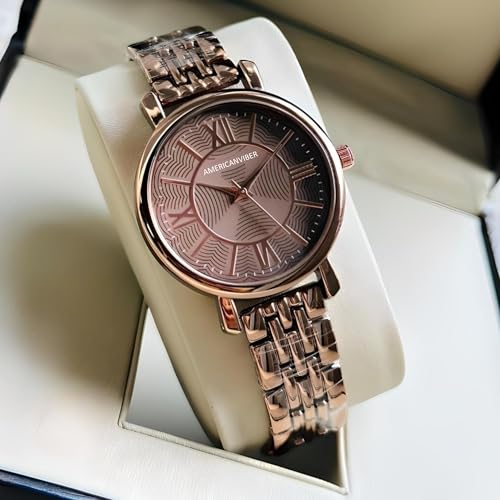 Image of AMERICANVIBER DRW001032 Combo Set Brown and Rose Gold Pretty Look for Girls and Miss Analog Watch - for Women