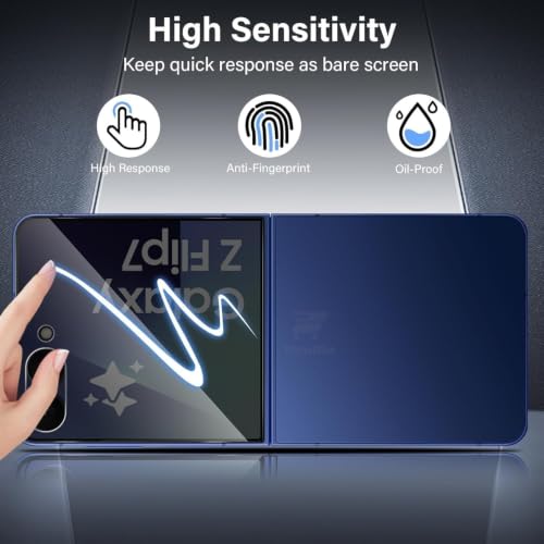 Image of Pack 1 - Privacy Tempered Glass Compatible with Samsung Galaxy Z Flip 8 5G Screen Guard Protector | 9H Hardness | Case Friendly | Anti-Spy - Installation Kit