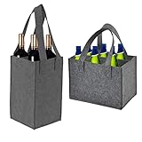 Flaschenkorb, 2 Stück Bottlebag, Flaschen Tasche mit Seperate Trennwand, Abnehmbar, für Wein und Bier, Grau
