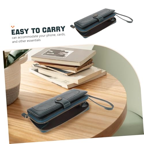 Ladies Zipper Wallet Clutch Purse Durable Pu Coin Holder with Zipper Stylish Card Organizer for Women Elegant Long Bag for Coins and Cards Portable Change Holder Blue3