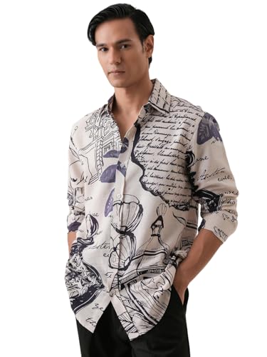 Image of Pinkmint Men Printed Cotton Flex Shirt | Stylish Designer | Regular Fit Floral & Abstract Print Shirt for Men (Available in Plus Size)
