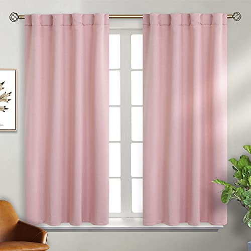 Image of BGment Rod Pocket and Back Tab Curtains for Bedroom - Thermal Insulated Room Darkening Curtains for Living Room, 2 Window Curtain Panels (38 x 54 Inch, Baby Pink)