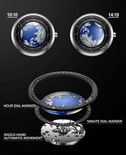 Image of CIGA Design Mechanical Automatic Watch Blue Planet U Series Stainless Steel /Titanium /Ceramics Case Sapphire Crystal Fluororubber /Ceramics Strap Watches Gifts for Men and Women