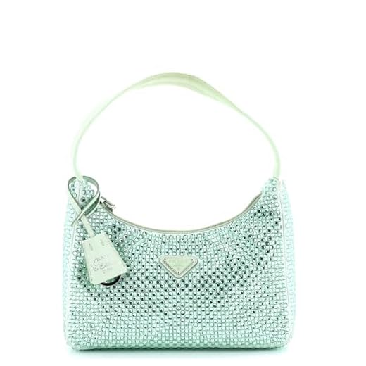 Prada, Pre-Loved Re-Edition 2000 Hobo Crystal Embellished Satin Mini, Green