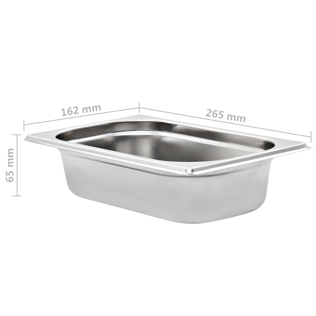 Brokky Contenitori Gastronorm 8 pz GN 1/4 65 mm in Acciaio Inox-Contenitore, Acciaio Inossidabile Contenitore gastronorm