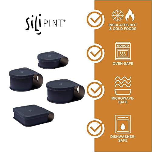 Silipint Silicone Go Go Bowls: Set Of 4: Smoke - Sizes: 10, 20, 30 oz & Sandwich Size - Unbreakable, Sustainable, Attached Lid by Silipint - Used condition - Image 2