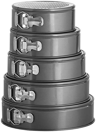 Rosenstein & Söhne Kuchenform: 5er-Set antihaft-beschichtete Springformen, Ø 18/20/22/24/26 cm (Kuchenbackform, Tortenring, Geburtstag)