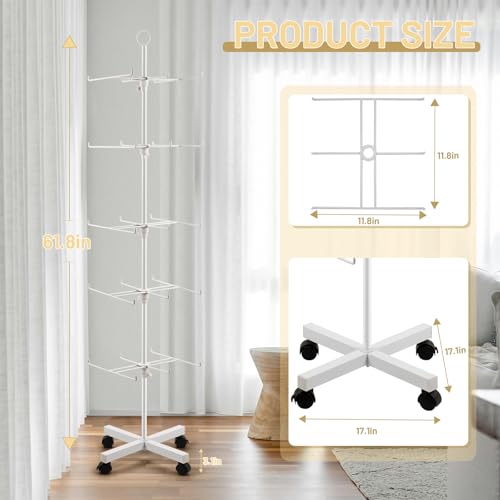 Image of Flenpptly Retail Display Stand Rotating Display Rack 5 Tier Spinning Display Stand for Craft Shows, Jewelry, Keychain, Earring Adjustable Height Retail Display Racks (5-Tier White)