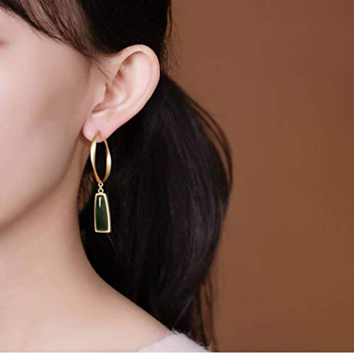 Boucles d'oreilles en néphrite naturelle de style chinois S925