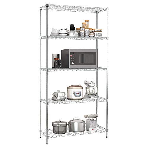 Meet perfect Adjustable 5-Shelf Shelving Unit Storage Rack Utility Rack, Heavy Duty Freestanding Ventilated Metal Wire Rack Multipurpose Shelves Display Rack - 72