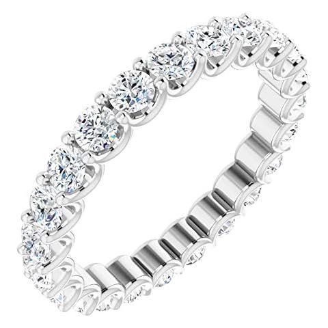 1 1/2Ct T.W. Natural Diamond Certified Eternity Ring Wedding Band 14k White Gold - Size 4, 14k White Gold, Diamond Cover