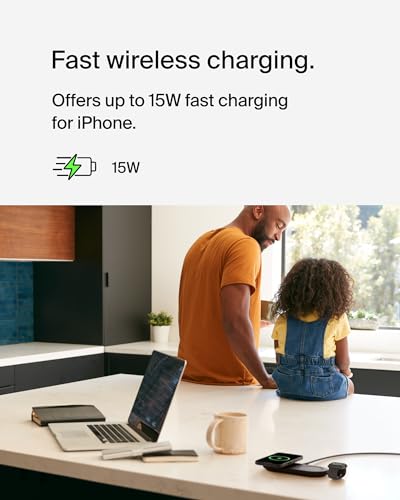 Image of Belkin 3-in-1 MagSafe-Compatible Wireless Charging Pad with Qi2 15W - iPhone Charger - Fast Charging Wireless Charging Station for iPhone 16, 15, & 14 Series, AirPods, Apple Watch, & More - Black