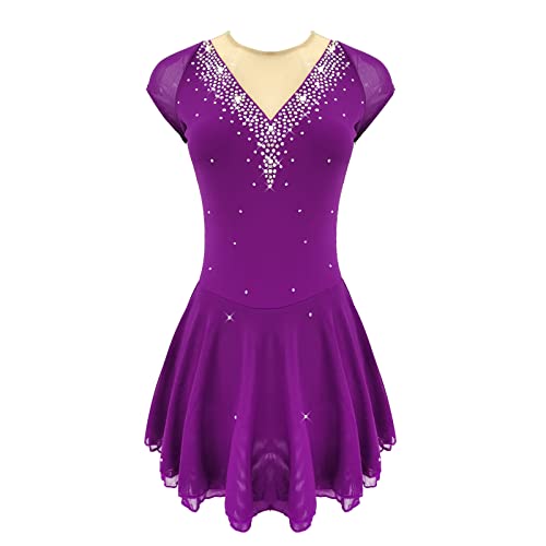 Robe de patinage artistique jupe de danse sur glace strass fille et femme