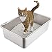 Yangbaga Bac à Litière Chat XL, Bac en Acier Inoxydable Toilette Chat Anti - Odeur pour Chats (50 * 35 * 15cm) …
