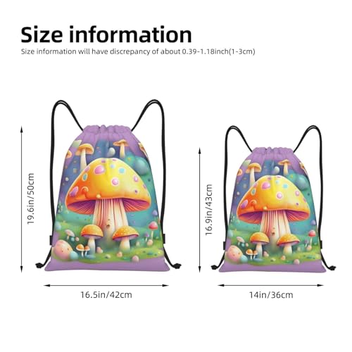 Medium Gym Drawstring Bag - Lightweight Fantasy Dream Mushroom Print Sport Sackpack for Yoga, Travel, and Hiking - Storage Backpack4