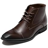 Holy dove Mens Dress Boots, Premium Leather Oxford Chukka in Coffee Brown, Non-Slip Waterproof Business Boots for Men (Size 11)