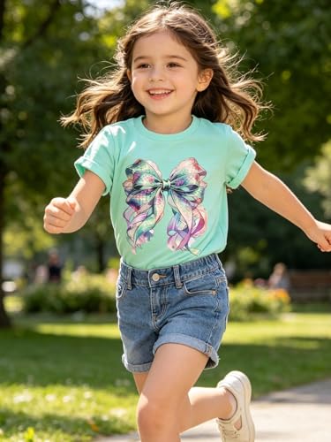 Image of Funnycokid Little Girls T Shirt for Toddler 3-7 Years Kids Tee Graphic Short Sleeve Clothes Tops