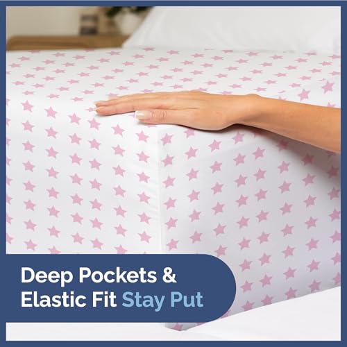 Image of Kids Twin Size Pink Stars Bed Sheets - 3 Piece Kids Pink Stars Sheet Set | Pink Stars Themed Bedding, Ultra-Soft, Cute & Cozy, Breathable & Machine Washable, Bed Set for Boys, Girls & Teens & Cooling