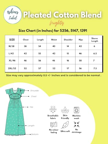 Image of 9shines Label Stylish Cotton Blend Embroidered Maxi Nightdress for Women with Pocket| Full Length Nightwear| Premium Nightdress| Comfortable Nightwear(5256)