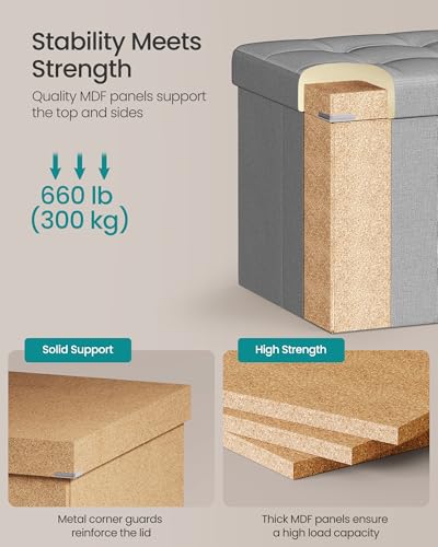 image for SONGMICS MAZIE Collection - 43 Inches Folding Storage Ottoman Bench, O