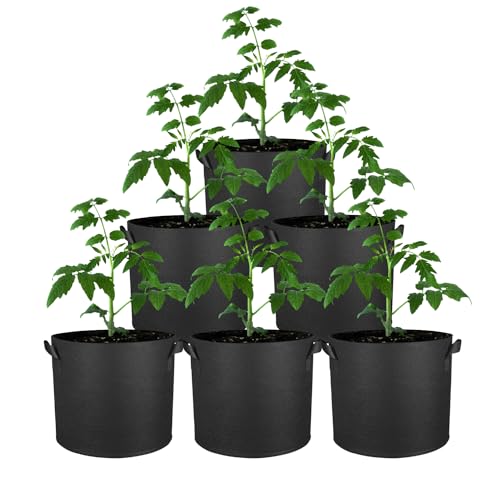 ELEpl 6 Piezas Bolsas de Cultivo con Asas 3 Galones 12L Bolsa de Plantación Tela No Tejida Negro Bolsas para Plantar Lavable Maceta Geotextil para Plantas Flores Fresas Patatas Tomates (25 * 22cm)